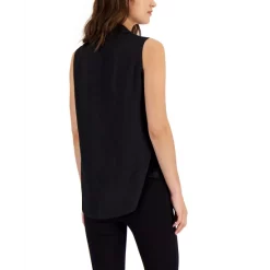 Deals 🤩 Bar III 👩 Women's Tie-Neck Sleeveless Blouse, Created For Macy's Blanc ✔️ -Cheap Bar III Store unnamed file 432