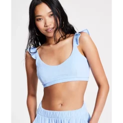 Best Sale 🎉 Bar III Ruffled Terry Bralette, Created For Macy's Blue Whisper 😉 -Cheap Bar III Store unnamed file 449