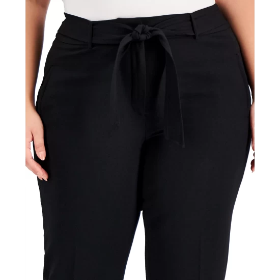 Hot Sale ❤️ Bar III Plus Size Tie-Waist Crepe Pants, Created For Macy's Black ✔️ 5 Hot Sale ❤️ Bar III Plus Size Tie-Waist Crepe Pants, Created For Macy's Black ✔️ - Image 5