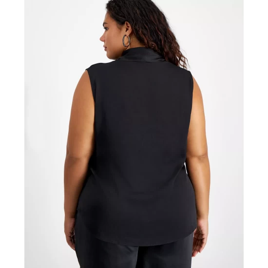 Budget ๐ Bar III Plus Size Bow-Neck Sleeveless Blouse, Created For Macy's Skyway ๐ 5 Budget ๐ Bar III Plus Size Bow-Neck Sleeveless Blouse, Created For Macy's Skyway ๐ - Image 5