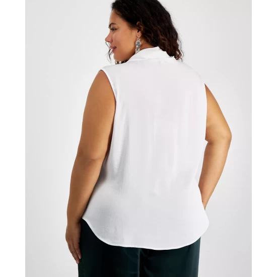 Budget ๐ Bar III Plus Size Bow-Neck Sleeveless Blouse, Created For Macy's Skyway ๐ 6 Budget ๐ Bar III Plus Size Bow-Neck Sleeveless Blouse, Created For Macy's Skyway ๐ - Image 6