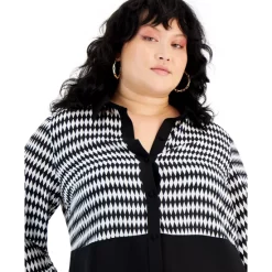 Cheapest 😀 Bar III Plus Size Diamond-Print 👕 Shirt, Created For Macy's Bar Black/whie 💯 -Cheap Bar III Store unnamed file 497