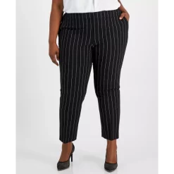 Cheap 😉 Bar III Plus Size Pinstripe Straight Ankle Pants, Created For Macy's Bar Black/whie ⭐ -Cheap Bar III Store unnamed file 704
