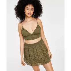 Cheapest ❤️ Bar III 👩 Women's Eyelet Crop Top, Created For Macy's Gold Brick 🛒 -Cheap Bar III Store unnamed file 769