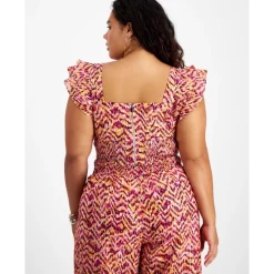 Cheap 🔥 Bar III Plus Size Printed Sweetheart-Neckline Cropped Top, Created For Macy's Tiger Tracks ✨ -Cheap Bar III Store unnamed file 781