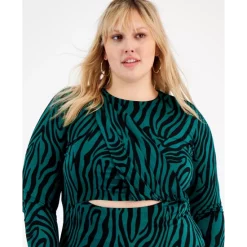 Cheapest 😍 Bar III Plus Size Printed Twist-Front Bodycon Midi 👗 Dress, Created For Macy's Zola Zebra ⌛ -Cheap Bar III Store unnamed file 799