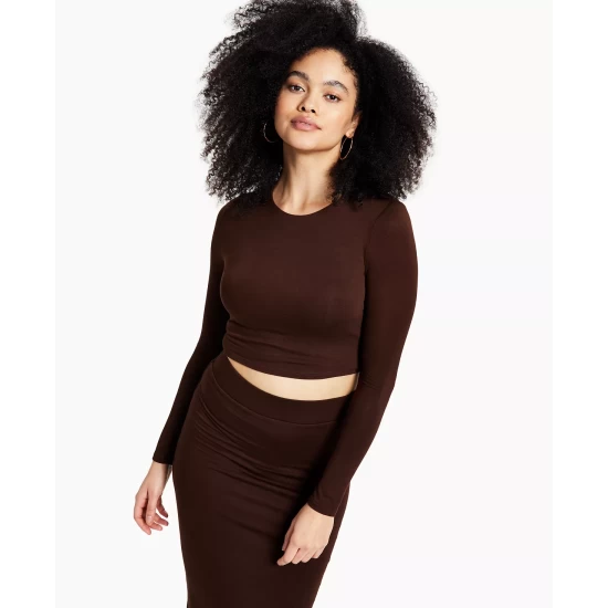 Budget π Bar III Bodycon Long-Sleeve Cropped Top, Created For Macy's Blazing Navy π 2 Budget π Bar III Bodycon Long-Sleeve Cropped Top, Created For Macy's Blazing Navy π - Image 2