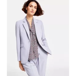 Outlet ❤️ Bar III 👩 Women's Textured Crepe Single-Button Blazer, Created For Macy's Moonstone 🔥 -Cheap Bar III Store unnamed file 800