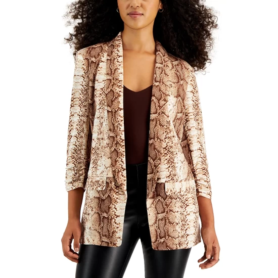 Outlet ๐ Bar III ๐ฉ Women's Python-Print Knit Shawl-Collar Boyfriend Blazer, Created For Macy's Snake Python ๐ 4 Outlet ๐ Bar III ๐ฉ Women's Python-Print Knit Shawl-Collar Boyfriend Blazer, Created For Macy's Snake Python ๐ - Image 4