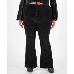 New ✨ Bar III Plus Size Embellished Flared Pull-On Pants, Created For Macy's Deep Black 🔔 -Cheap Bar III Store unnamed file 832