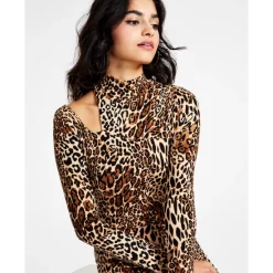 Flash Sale 🤩 Bar III 👩 Women's Animal-Print Mock-Neck Long-Sleeve Crop Top, Created For Macy's Chrm Cheetah ❤️ -Cheap Bar III Store unnamed file 947