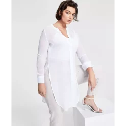 Outlet 🎉 Bar III Petite Sheer Tunic, Created For Macy's Crema 🥰 -Cheap Bar III Store unnamed file 957